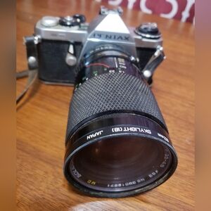 Vintage Pentax ME 35mm SLR Camera w/ Soligor 80-200mm Zoom Lens & Filter